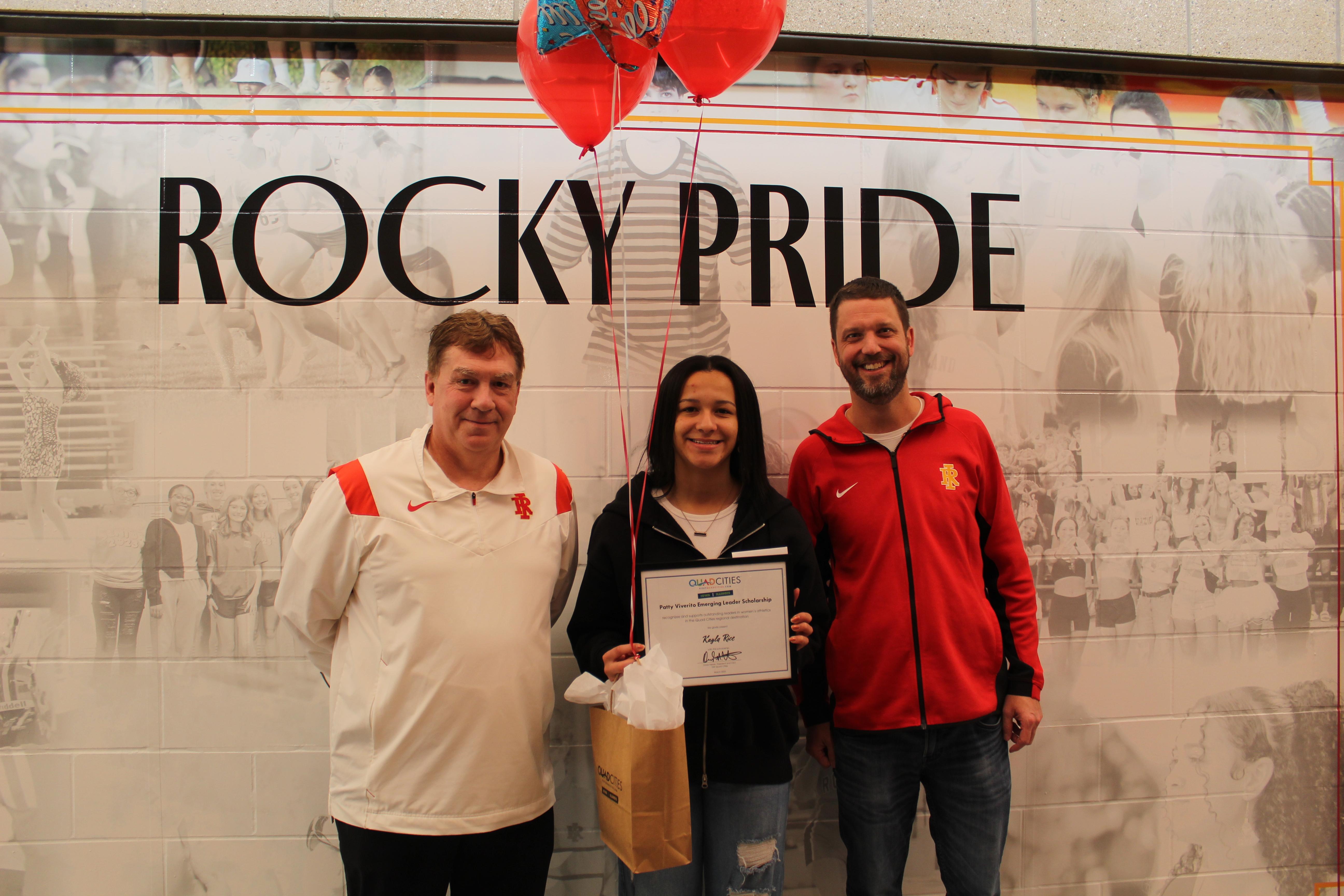 Kayla with RIHS athletic Director and principal